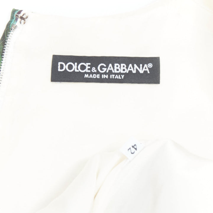 DOLCE GABBANA white red rose floral jacquard crew shift dress IT42 M