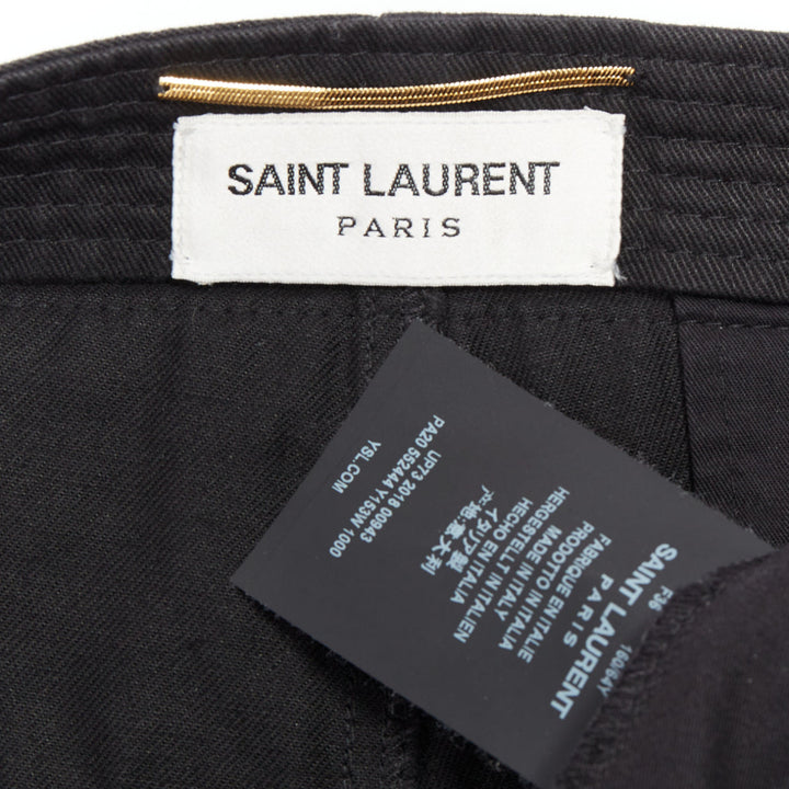 SAINT LAURENT 2018 black cotton ramie back pocket bermuda shorts FR36 S