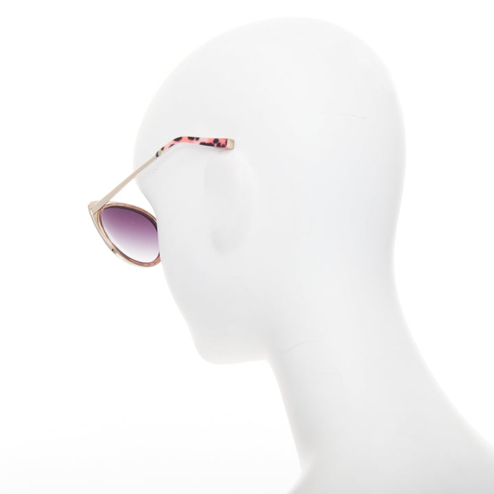 MATTHEW WILLIAMSON Linda Farrow MW987 pink green cat eye leopard sunglasses