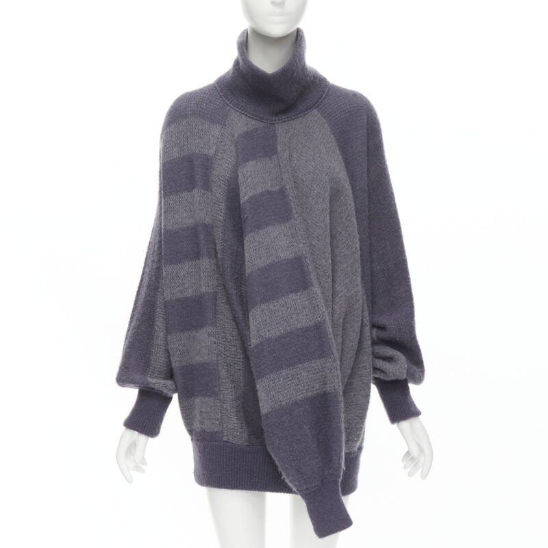 ISSEY MIYAKE 1980's Vintage deconstructed 3 sleeves striped sweater dress M Rare