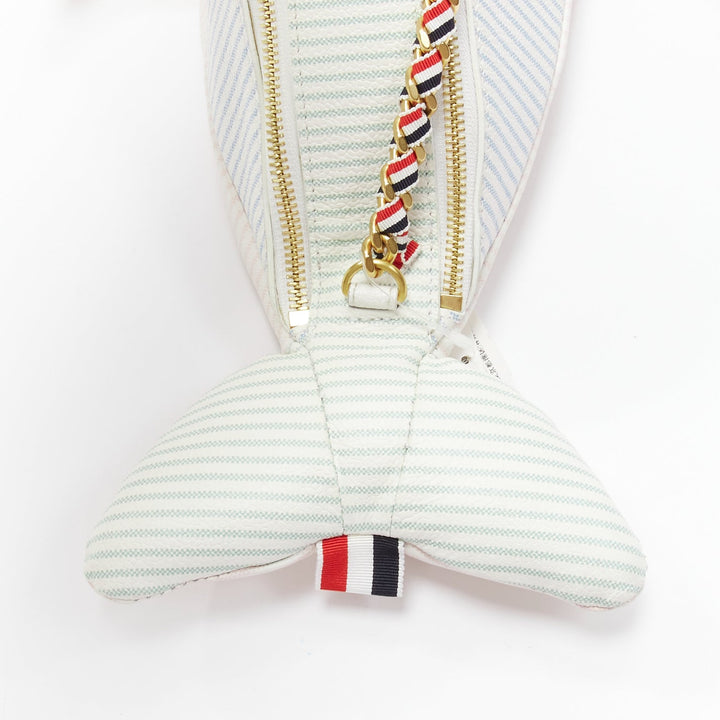 rare THOM BROWNE Mini Dolphin pastel striped leather crossbody bag