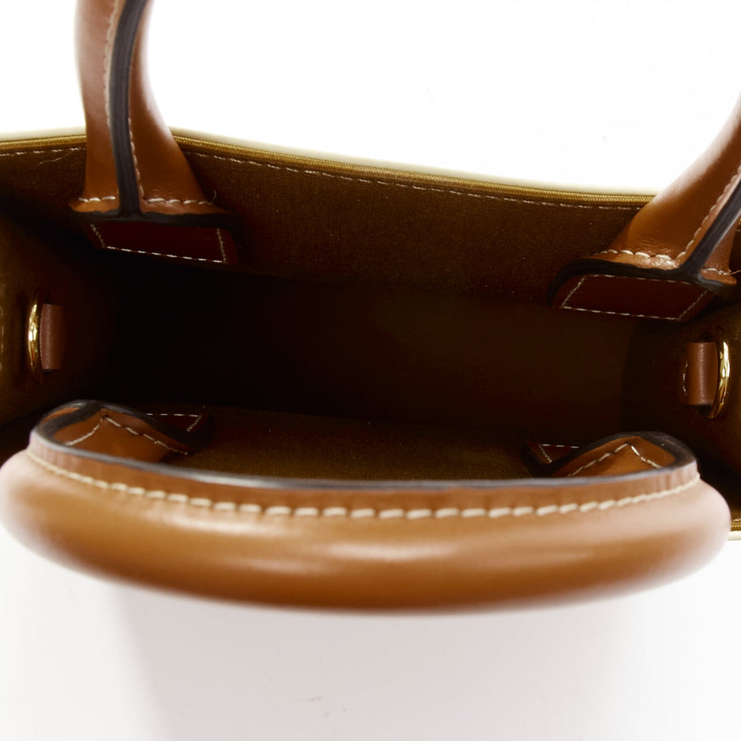 CELINE Vertical Cabas brown Tromphe logo beige monogram mini crossbody tote bag