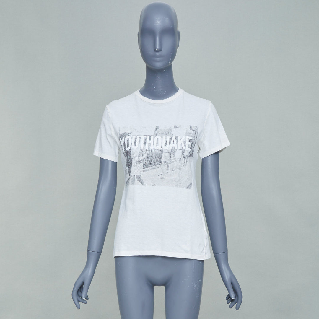 CHRISTIAN DIOR 2018 Runway Youthquake graphic print cotton linen tshirt XS