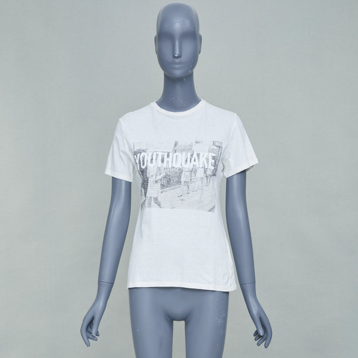 CHRISTIAN DIOR 2018 Runway Youthquake graphic print cotton linen tshirt XS