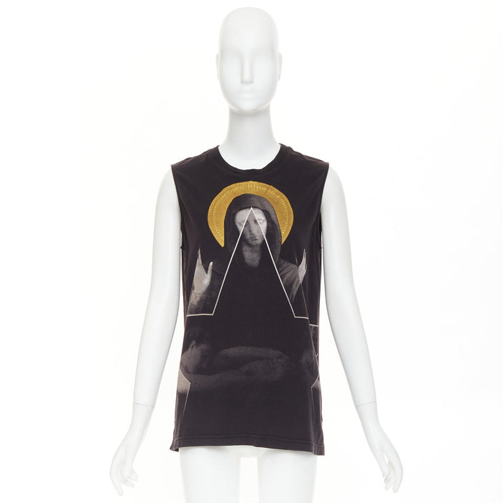GIVENCHY 2011 Lane Crawford Madonna Graphic foil print cotton muscle tank top S