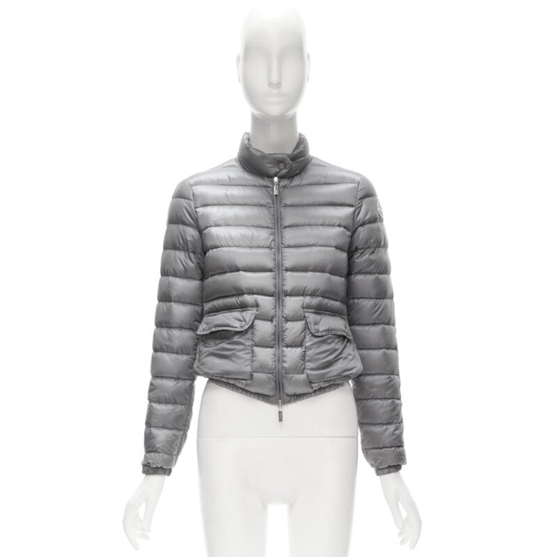 MONCLER Lans Giubbotto grey down feather padded puffer jacket US0 XS