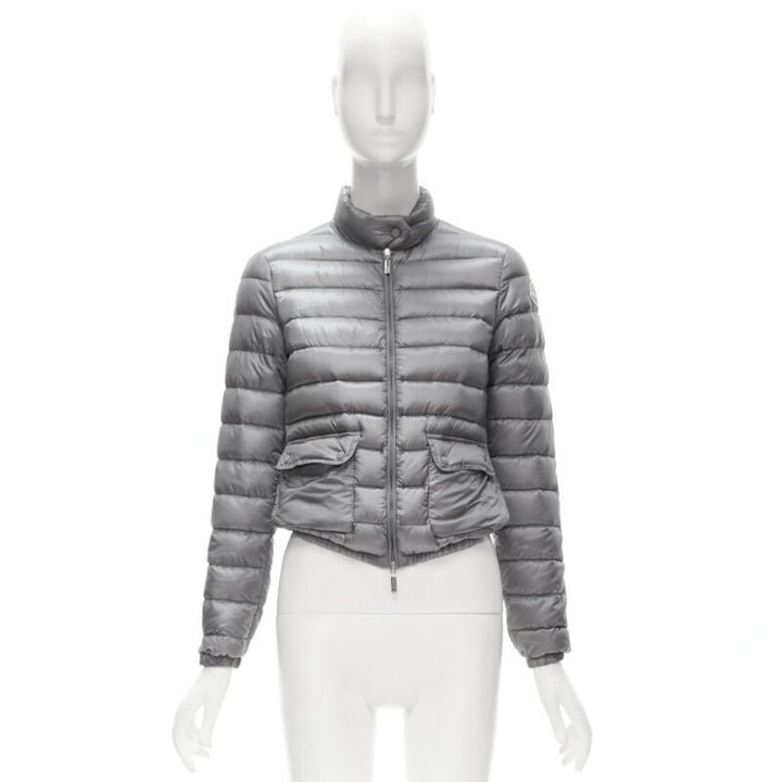 MONCLER Lans Giubbotto grey down feather padded puffer jacket US0 XS