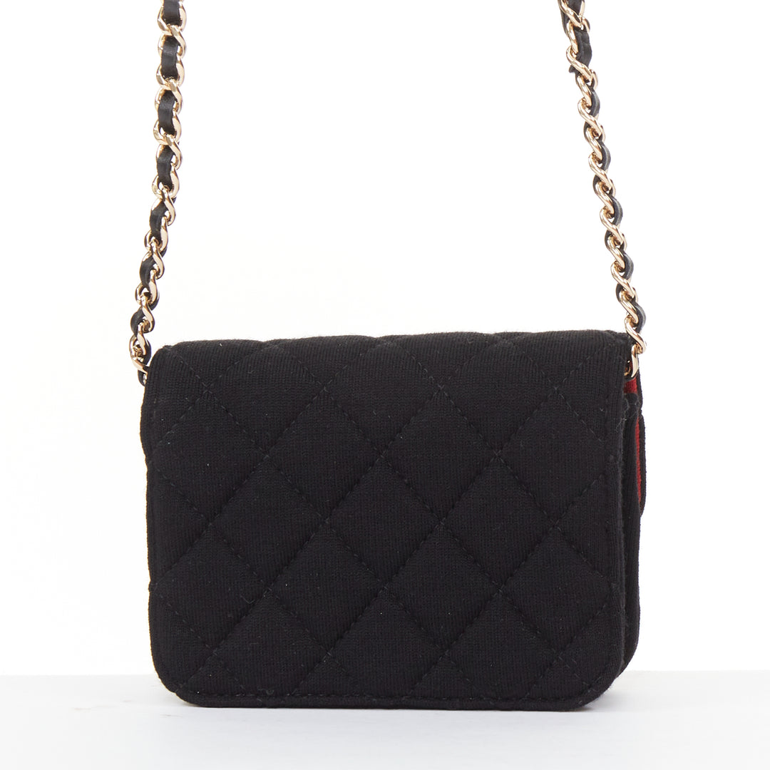 CHANEL 23C VIP Limited black quilted jersey gold CC chain mini crossbody bag