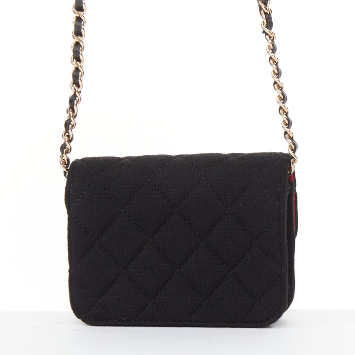CHANEL 23C VIP Limited black quilted jersey gold CC chain mini crossbody bag