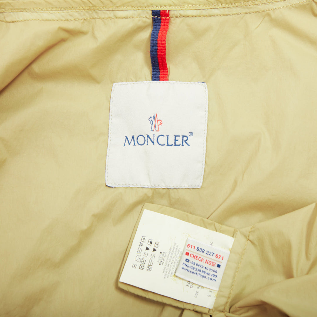 MONCLER Josette beige nylon cream logo black buttons flare windbreaker Sz.1 S
