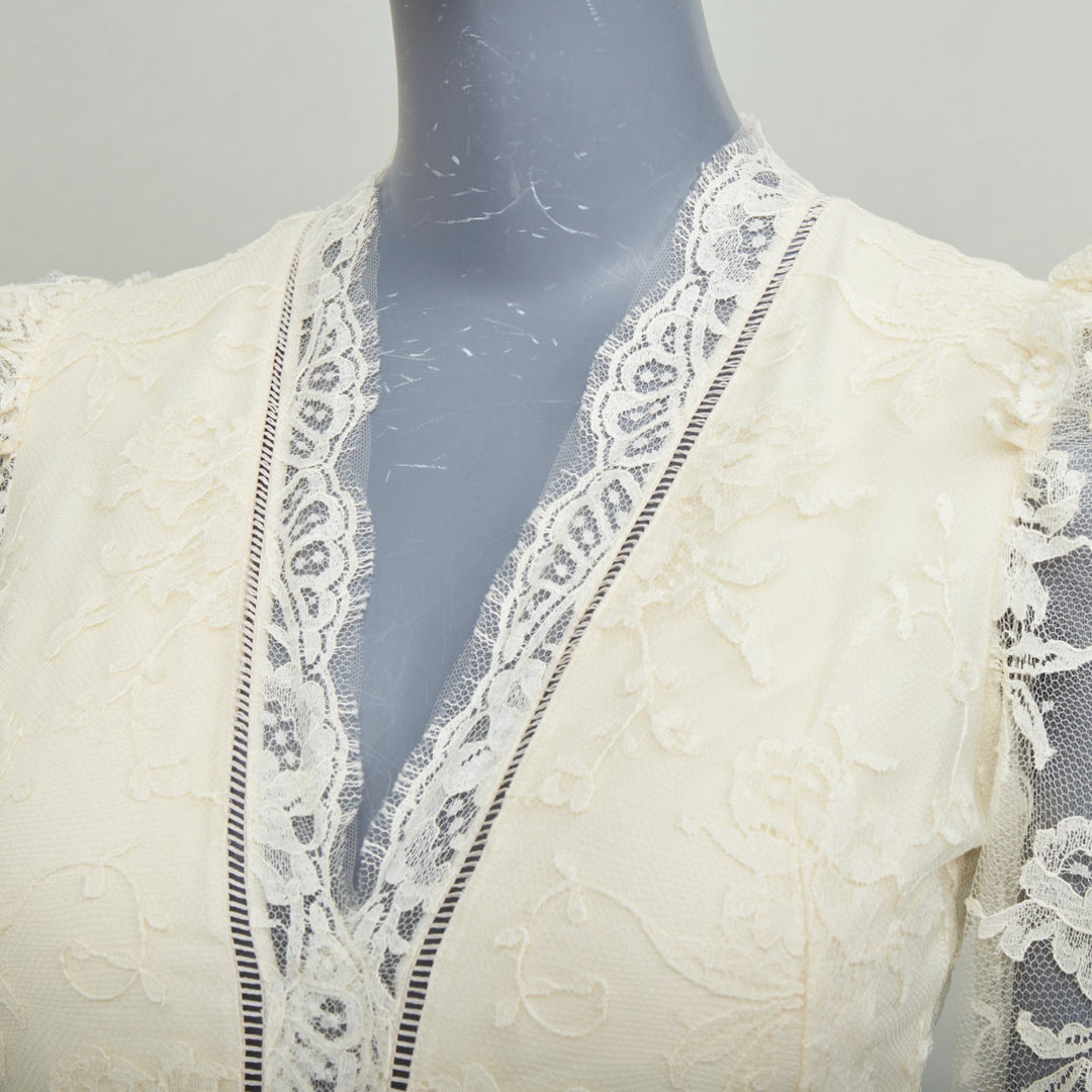 rare ALEXANDER MCQUEEN 2019 Bridal ivory floral lace peplum maxi gown IT40 S