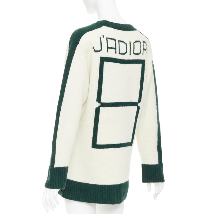 CHRISTIAN DIOR C'est Non cream green wool cashmere oversized sweater FR34 XS