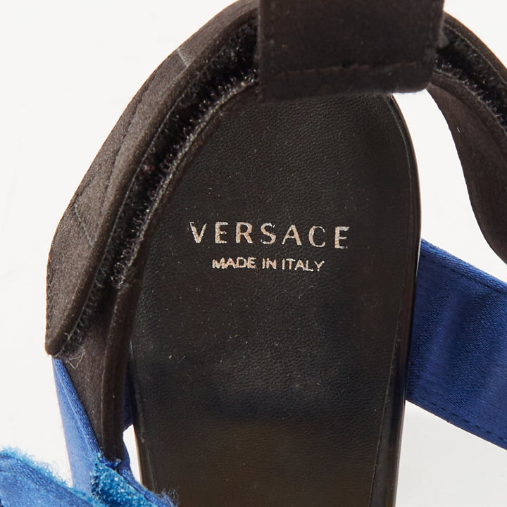 VERSACE 2016 Runway technical satin block heel lug platform sandals EU37 US7