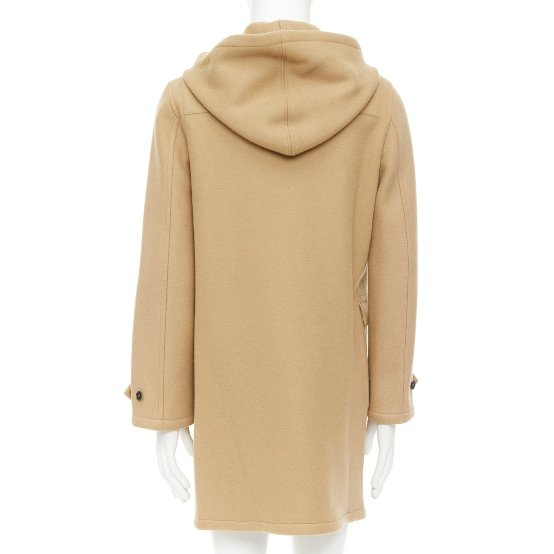 SAINT LAURENT 2013 Runway camel beige wool wood toggle button hooded duffle coat