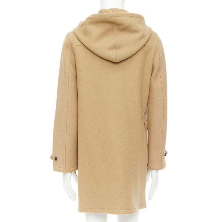 SAINT LAURENT 2013 Runway camel beige wool wood toggle button hooded duffle coat