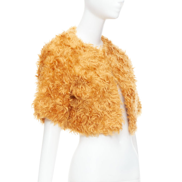 PRADA 2007 Runway orange mohair cotton furry cropped jacket IT38 XS