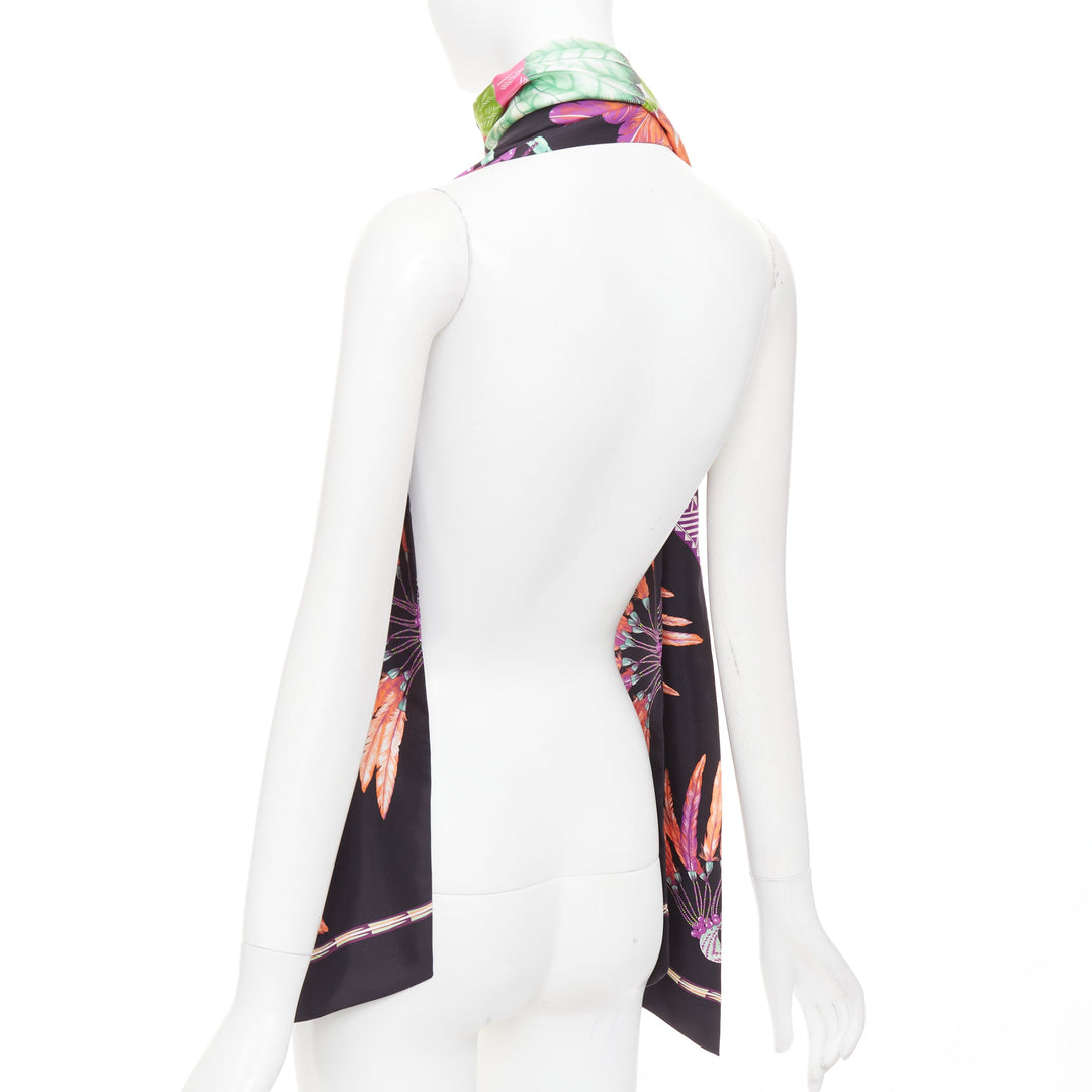 HERMES  silk Brazil Laurence Bourthoumieux bird of paradise Maxi Twilly scarf