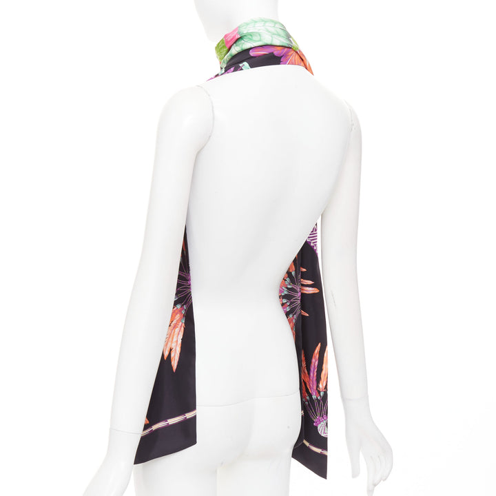 HERMES  silk Brazil Laurence Bourthoumieux bird of paradise Maxi Twilly scarf