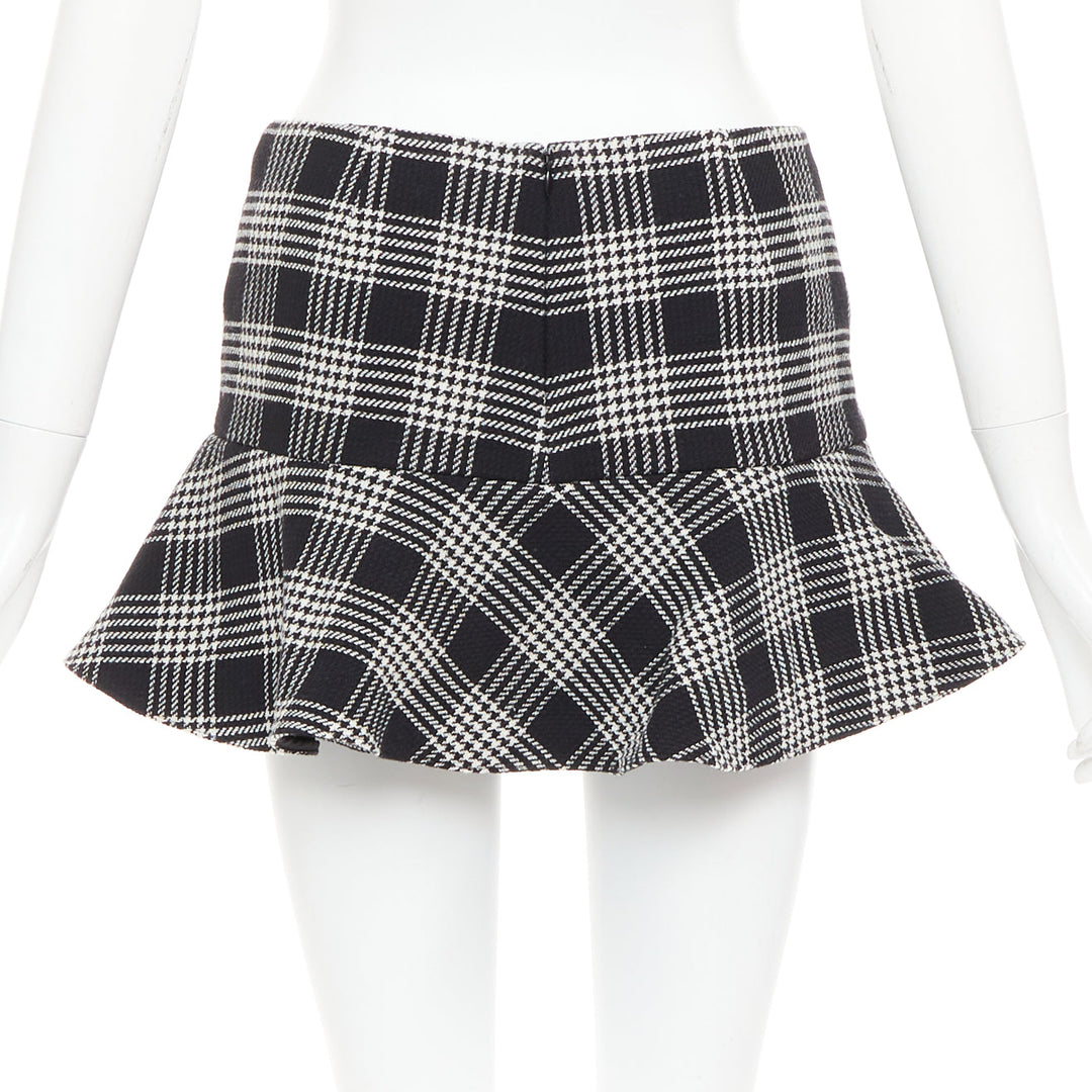 RED VALENTINO black grey houndstooth check print frill mini skort IT38 XS