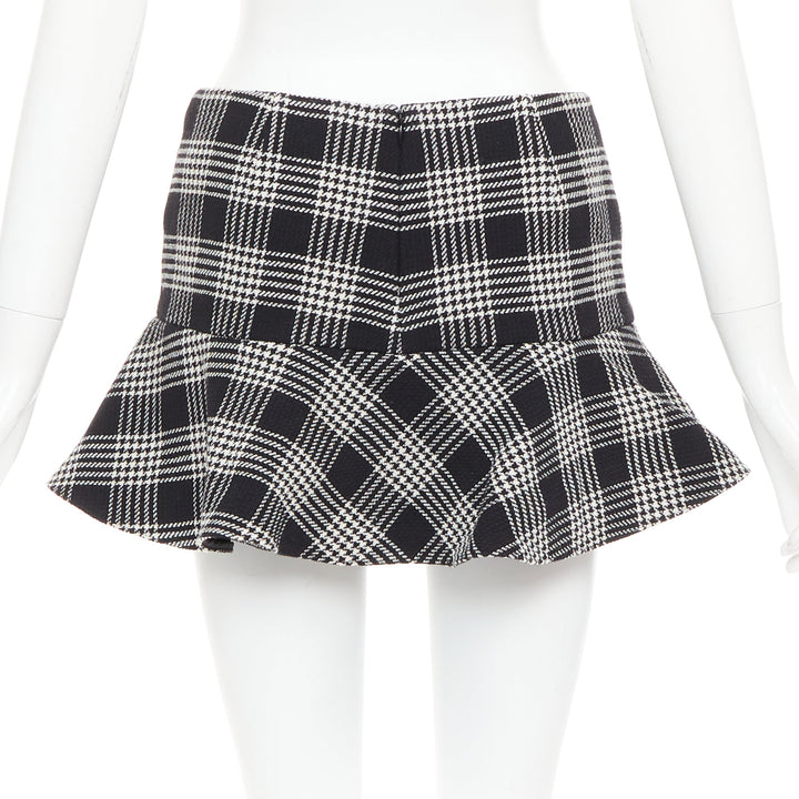RED VALENTINO black grey houndstooth check print frill mini skort IT38 XS