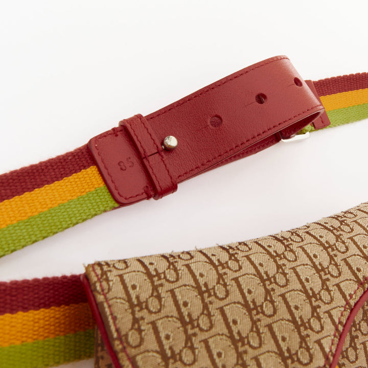 rare CHRISTIAN DIOR John Galliano 2004 Rasta Trotter monogram saddle belt bag