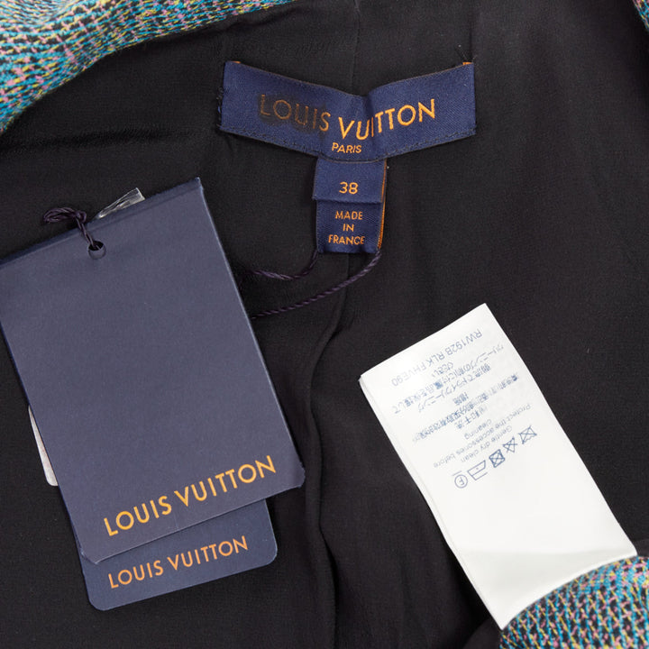 LOUIS VUITTON 2023 blue monogram wool jacquard single breasted blazer FR38 M
