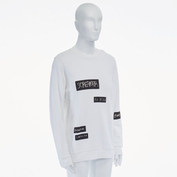 RAF SIMONS X JOYCE 2015 white abstract patchwork cotton sweater pullover top S