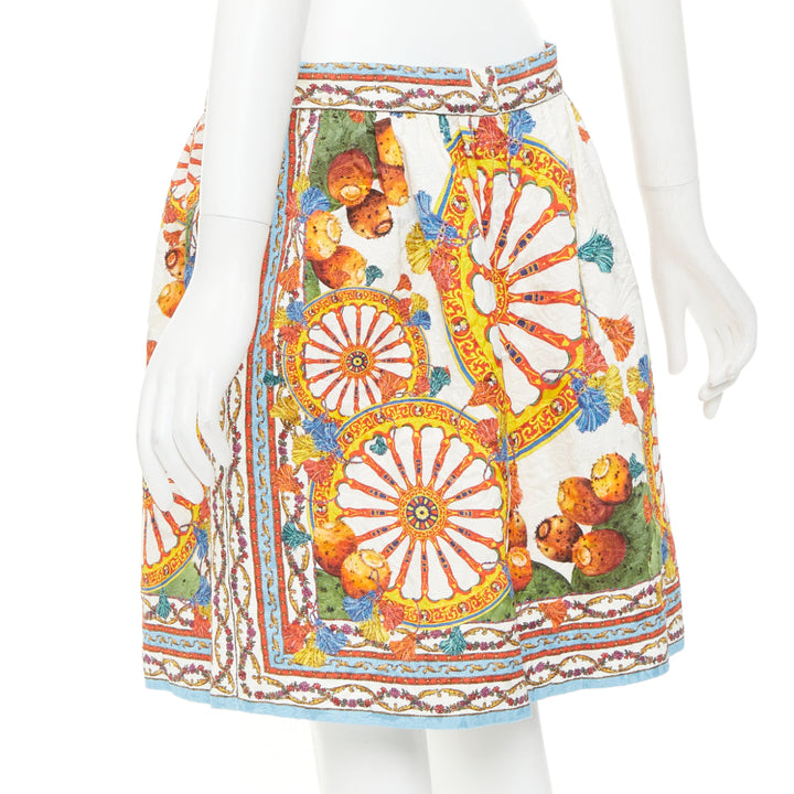 DOLCE GABBANA 2016 Carreto Siciliano print jacquard jacquard mini skirt IT44 L