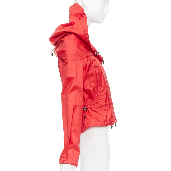 MONCLER Grenoble red oversized hood nylon windbreaker coat Sz0