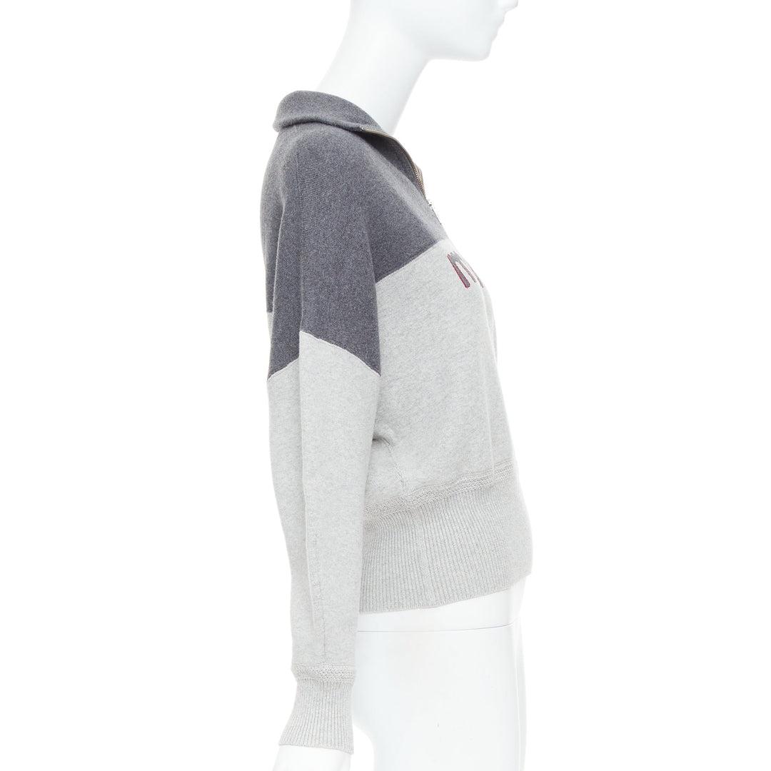 ISABEL MARANT Etoile grey bicolor logo half zip jumper sweater