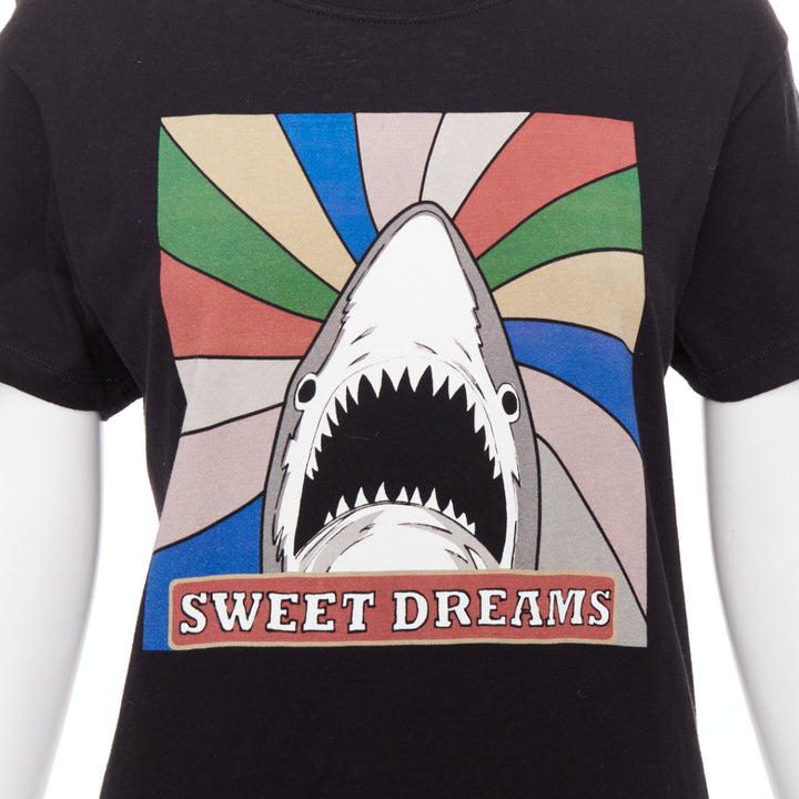 SAINT LAURENT 2016 Sweet Dreams black shark rainbow cotton tshirt XS