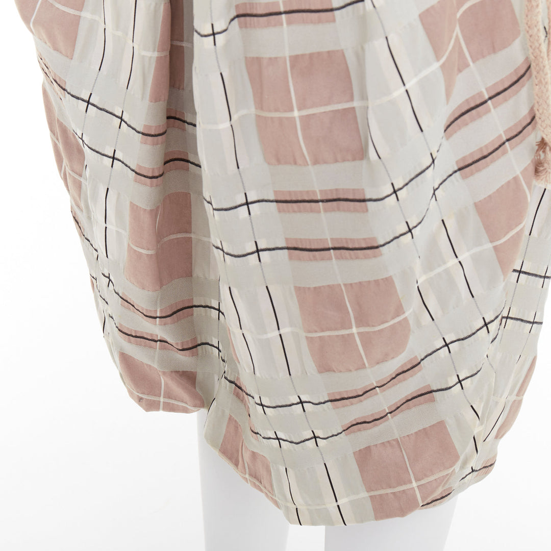 MARNI light green khaki checked rope tie waist drop waist skirt IT38 XS