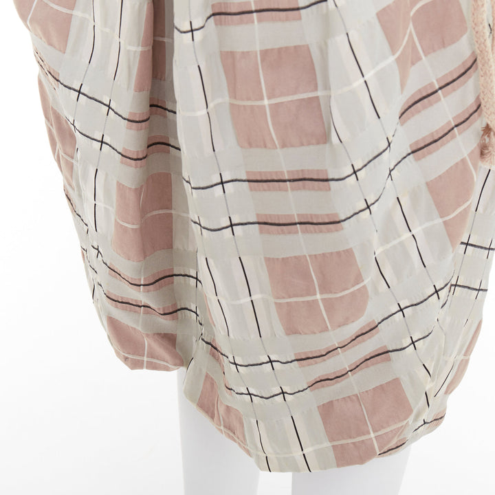 MARNI light green khaki checked rope tie waist drop waist skirt IT38 XS