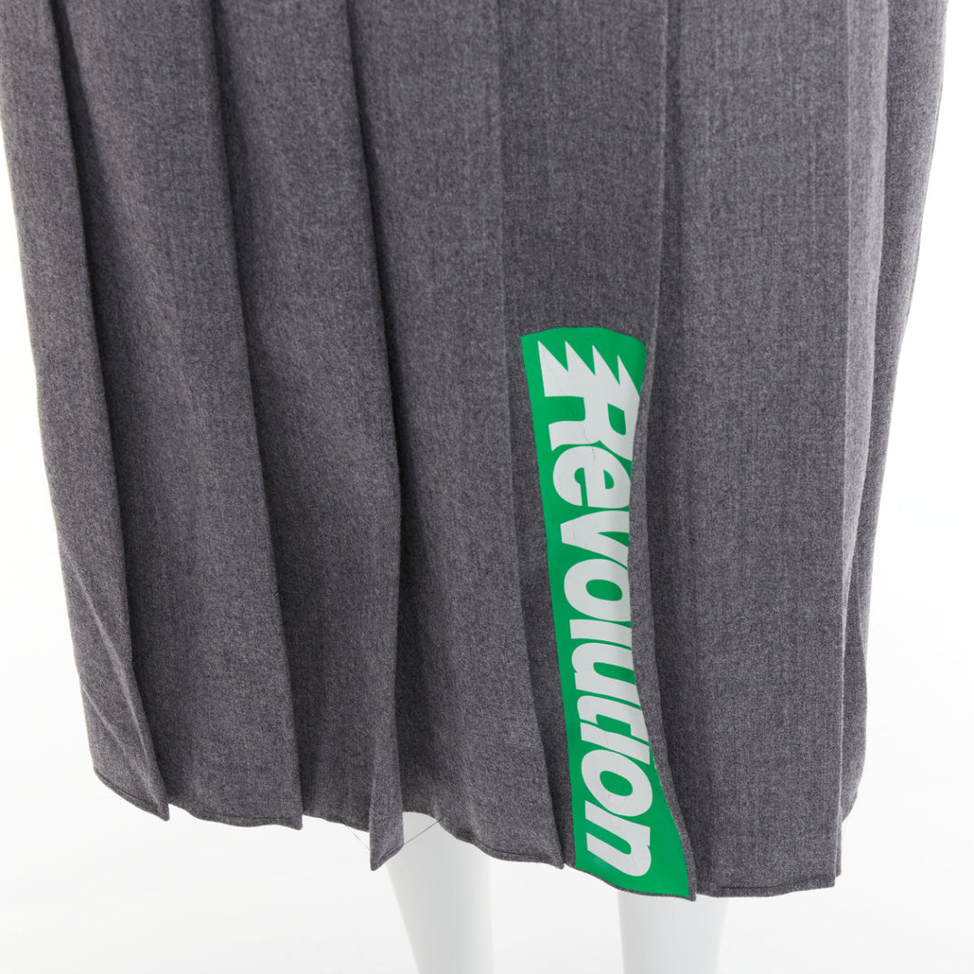 MARC MARC JACOBS 2008 Revolution grey wool green pleated strapless dress US2 S