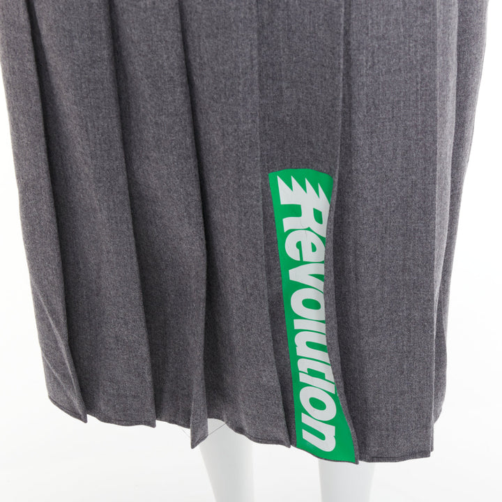 MARC MARC JACOBS 2008 Revolution grey wool green pleated strapless dress US2 S