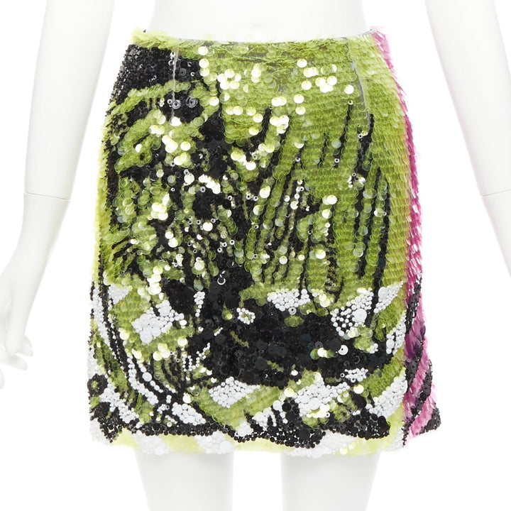 rare CHRISTIN DIOR D-Jungle Lion sequins pailette bead embellished skirt FR34