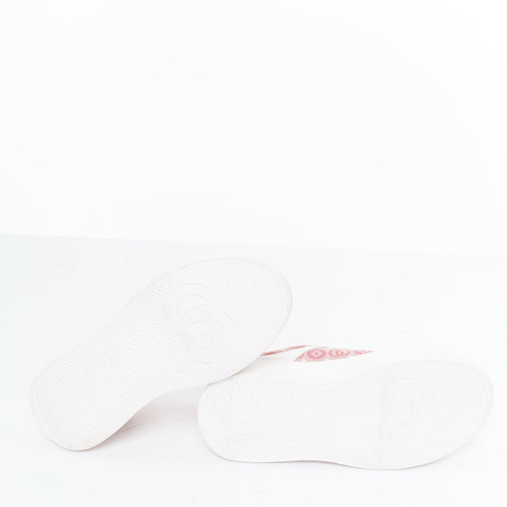 GUCCI KIDS pink white leather fabric GG monogram interlocking sneakers EU29