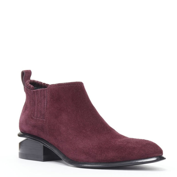 ALEXANDER WANG Kori burgundy red suede cut out heel chelsea boot EU40