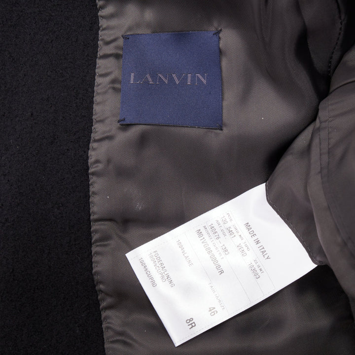 LANVIN 2014 contrast peak lapel pinstripe wool two-button tuxedo blazer EU46 S