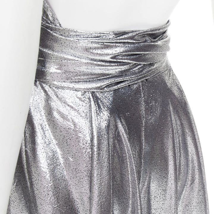ALEXANDRE VAUTHIER COUTURE SS2021 Runway silver lame halter bloomer pants set
