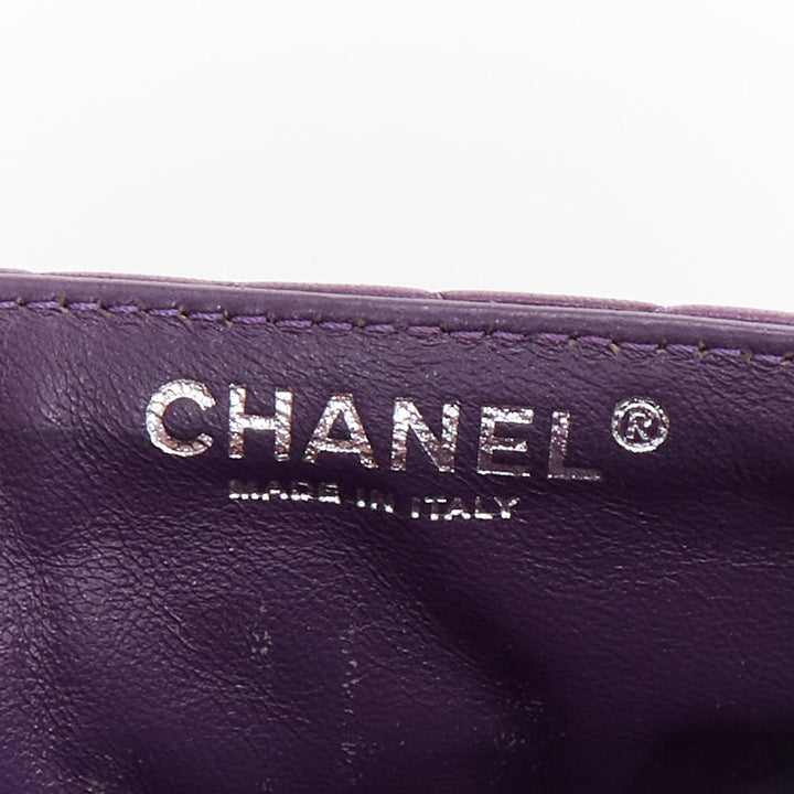 CHANEL 2008 Vintage Double Flap eggplant purple quilted lambskin bag