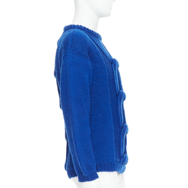 SIV STOLDAL 2008 Cover Up cobalt blue 100% wool cable knit sweater S