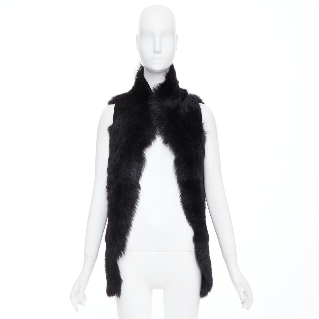 WHISTLES black 100% lamb leather fur high vest jacket XS