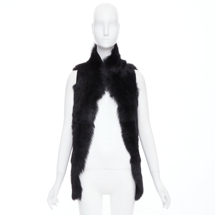 WHISTLES black 100% lamb leather fur high vest jacket XS
