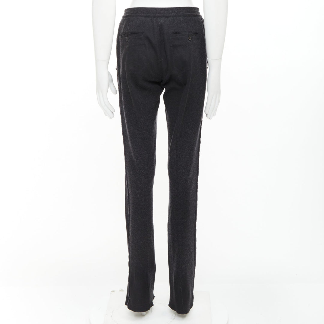 LANVIN grey wool blend raw edge elastic waistband jogger pants FR46 S