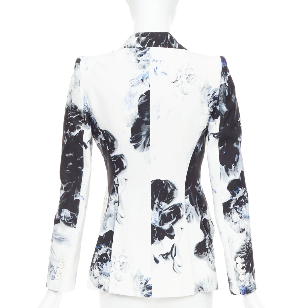 ALEXANDER MCQUEEN 2023 Chiaroscuro Xray floral fitted blazer jacket IT38 XS