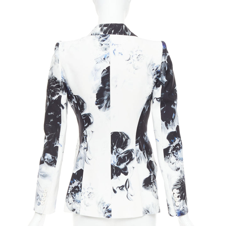 ALEXANDER MCQUEEN 2023 Chiaroscuro Xray floral fitted blazer jacket IT38 XS