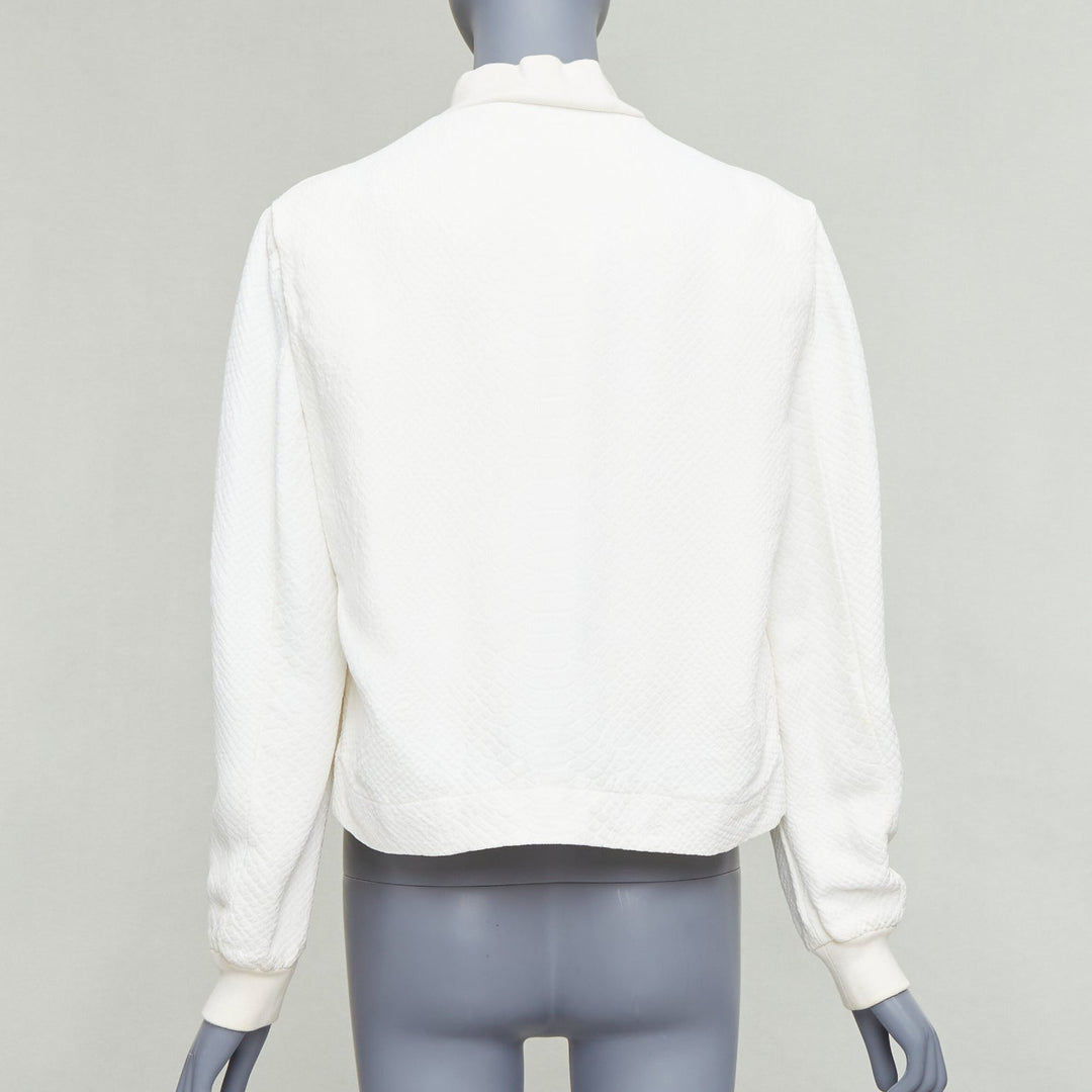 STELLA MCCARTNEY 2013 white scale jacquard cropped bomber IT40 S