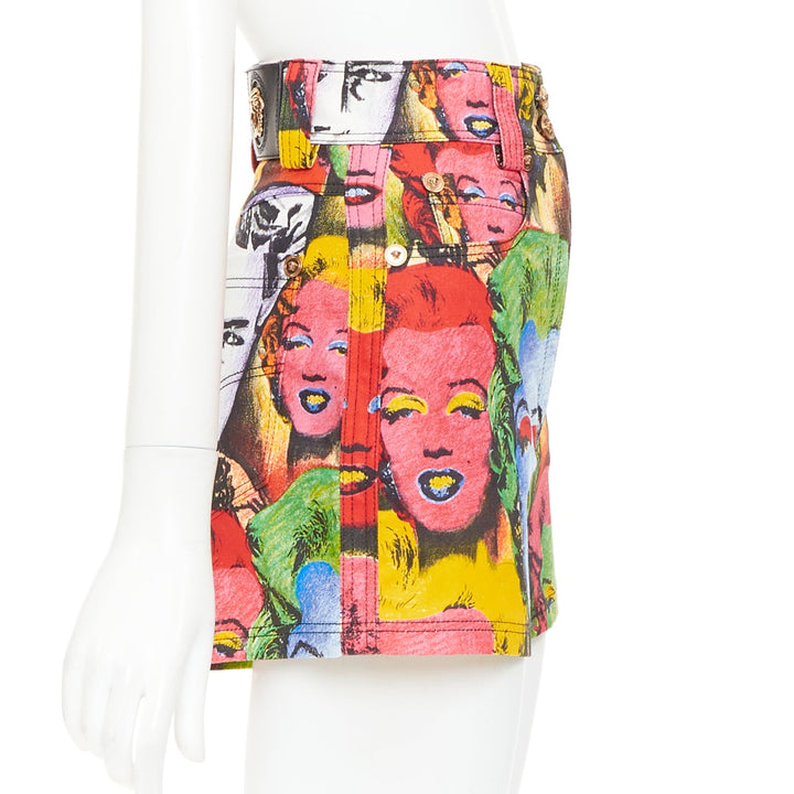 VERSACE 2018 Reissue 1991 Monroe James Dean Warhol print denim shorts 25"