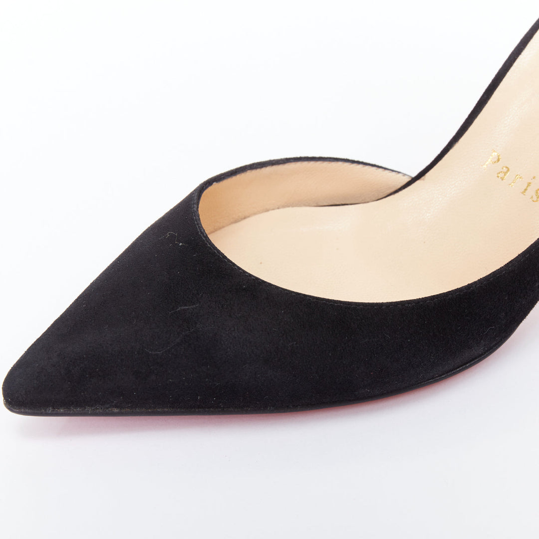 CHRISTIAN LOUBOUTIN Iriza 60 half dorsay black suede pumps EU34.5